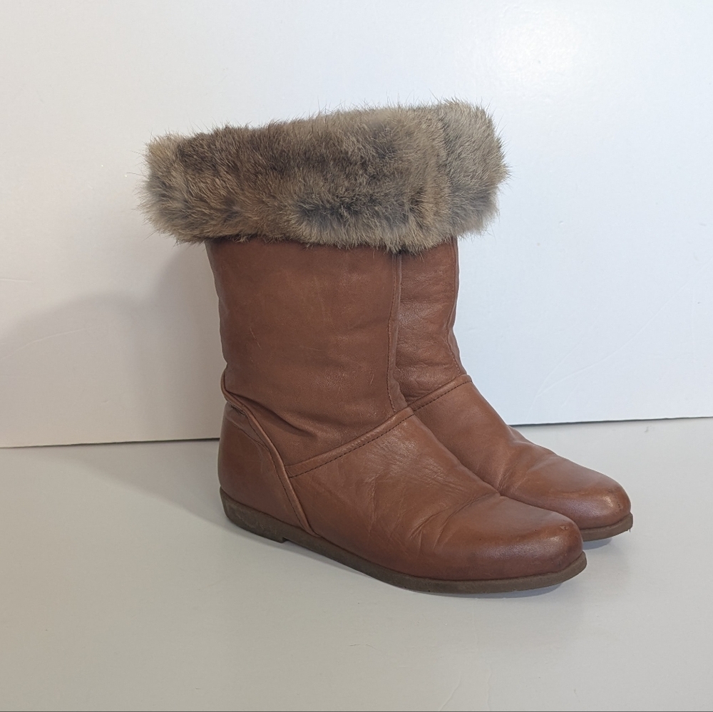 Vintage Rabbit Fur & Leather boots